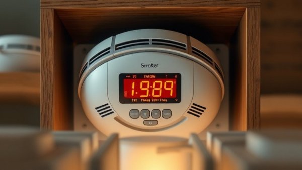 Futuristic smoke detector in a wooden test box, best smoke detectors 2026.