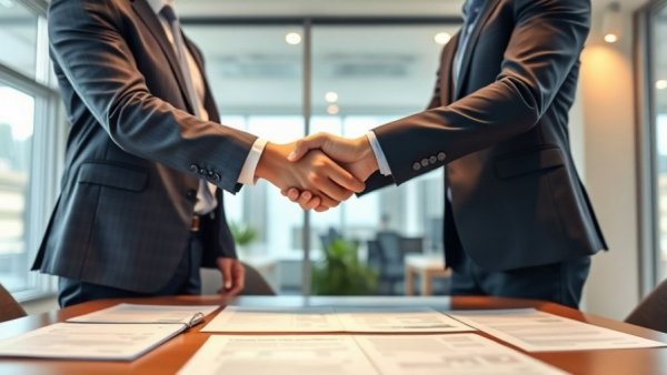 Business professionals closing deal with business acquisition loans.