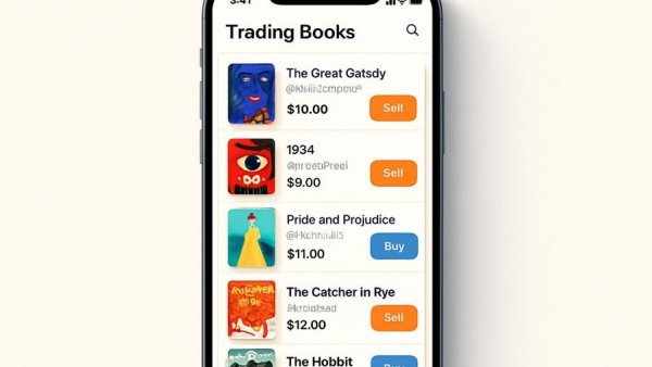 Mobile app interface for trading and selling used books.