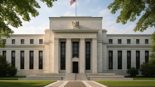 Federal Reserve building architecture amid discussion of interest rates.