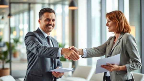 Business handshake representing trade finance solutions in a meeting setting.