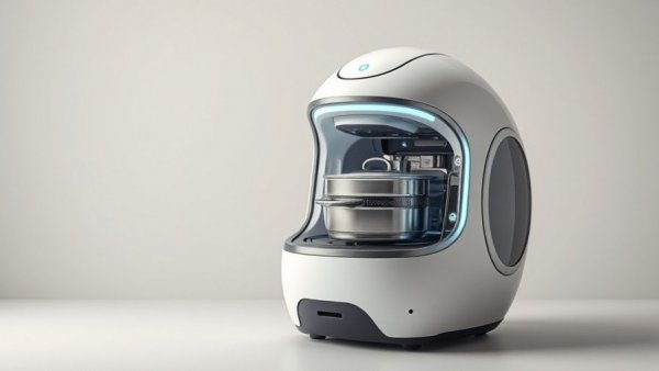 Nosh One Cooking Robot with open door and sleek design.