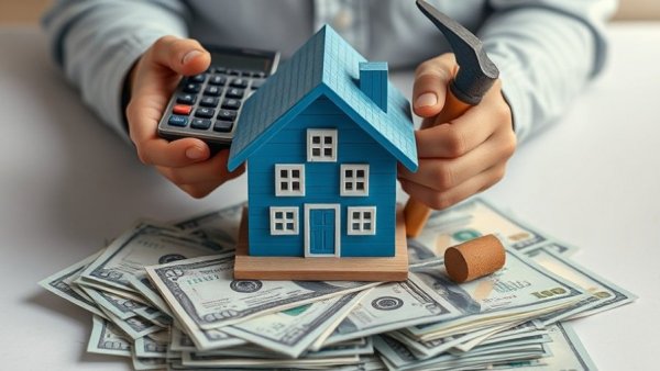 Tax-Deductible Home Improvements collage with house, calculator, and hammer.