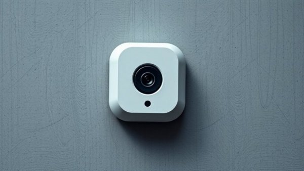 Sleek modern peephole camera on a textured wall for smart security.