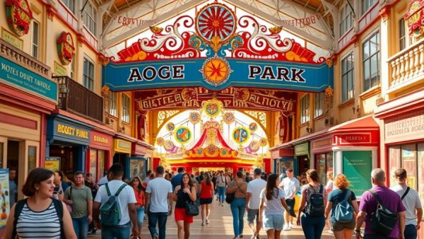 Things to do in Pigeon Forge and Gatlinburg: lively amusement park entrance.