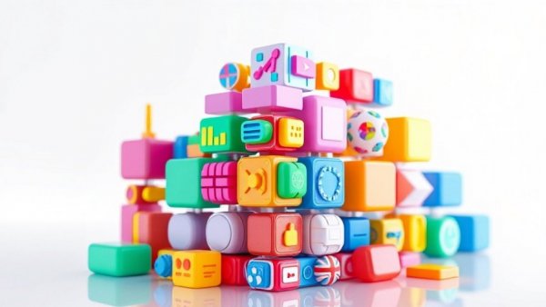 Colorful abstract icon stack representing smart home automation