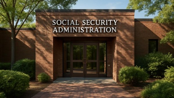 Front view of Social Security Administration building for SSI payment schedule April 2026.