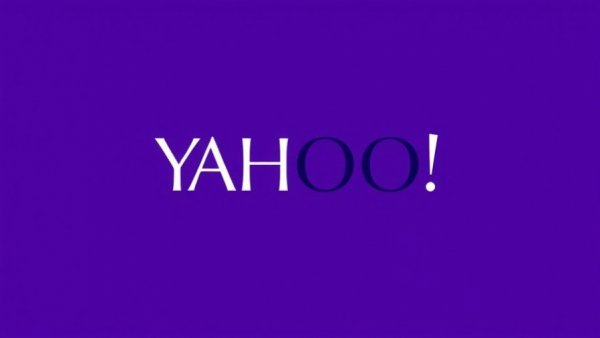 Bright Yahoo logo on purple background.