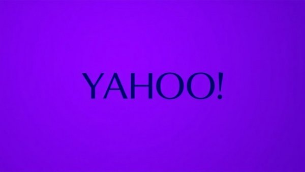 Minimalistic Yahoo logo on purple background