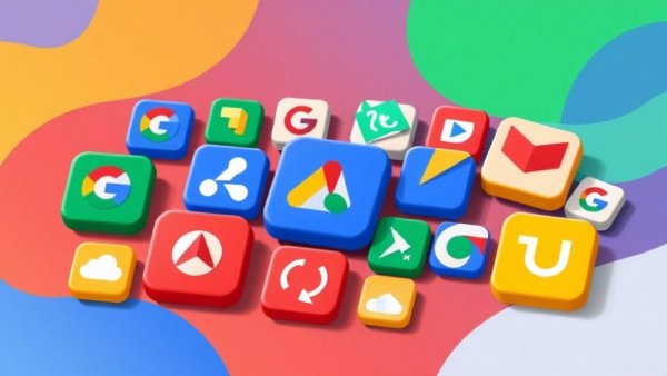 Colorful digital icons abstract design.