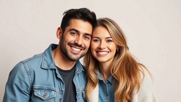 Cheerful couple from Home Improvement News on studio background.