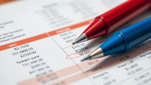 Financial documents and pens related to commercial loan underwriting.