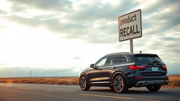 Land Rover recalls seat belts shown with SUV and recall sign.