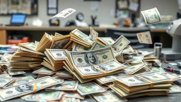 Various dollar bills and finance tools related to Merchant Cash Advance Alternatives