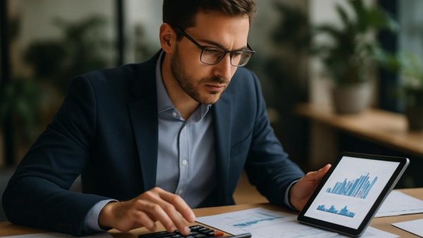 Professional analyzing 2027 Military Pay Charts on calculator.