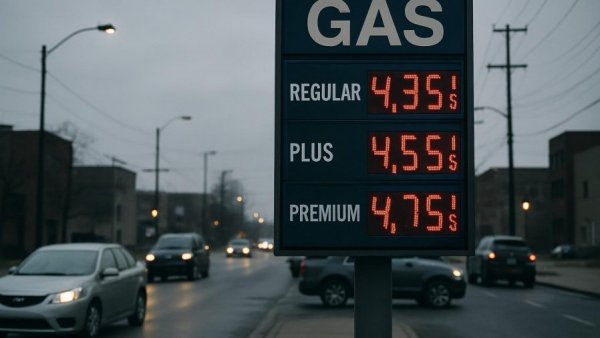 Gas station sign showing fuel prices, highlighting impact on businesses.
