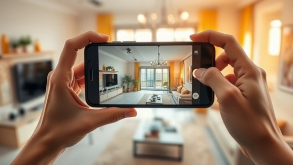Home interior captured with smartphone, featuring remodeling and network protection.