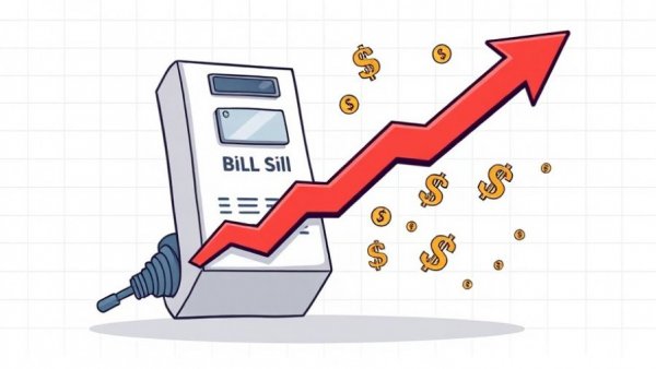 Illustration of rising electricity costs due to gas prices.