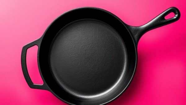 Cast iron skillet on pink background, symbolizing products that will last a lifetime.