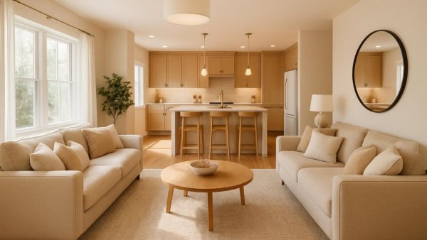 Inviting open-concept living space ideal for first rental property