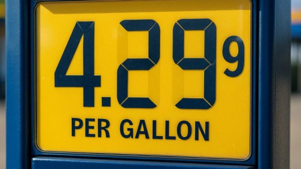 Close-up gas pump price display showing $4.29 per gallon, related to Trump Gas Tax Suspension.