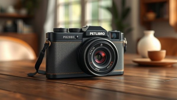 Petlibro Scout Camera on a warm-lit wooden table.