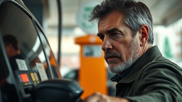 Man refueling car at gas station amidst gas tax freeze context.
