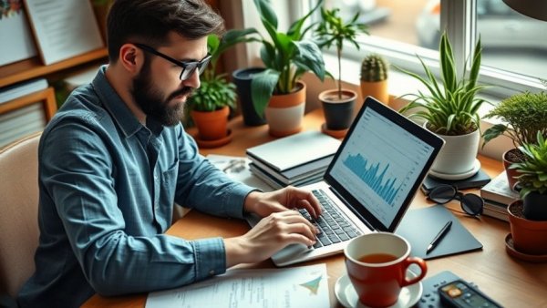 Person using Business Line of Credit Calculator on laptop.