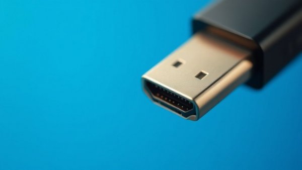 Close-up view of HDMI connector highlighting metallic details.