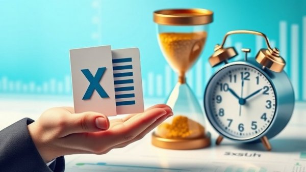 Dynamic Excel timeline with 3D graphics and time elements.