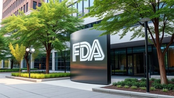FDA headquarters building entrance and sign amidst trees