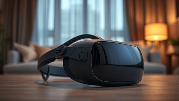Stylish Meta VR glasses on a table in a modern living room
