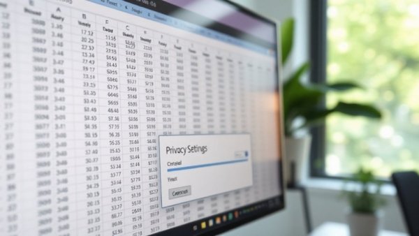 Excel file with privacy settings displayed on a computer screen.
