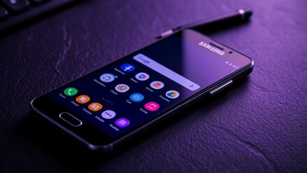 Samsung Galaxy with apps screen on dark surface, best Samsung Galaxy app alternatives