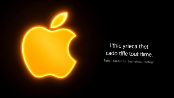 Futuristic Apple logo with product teaser lighting