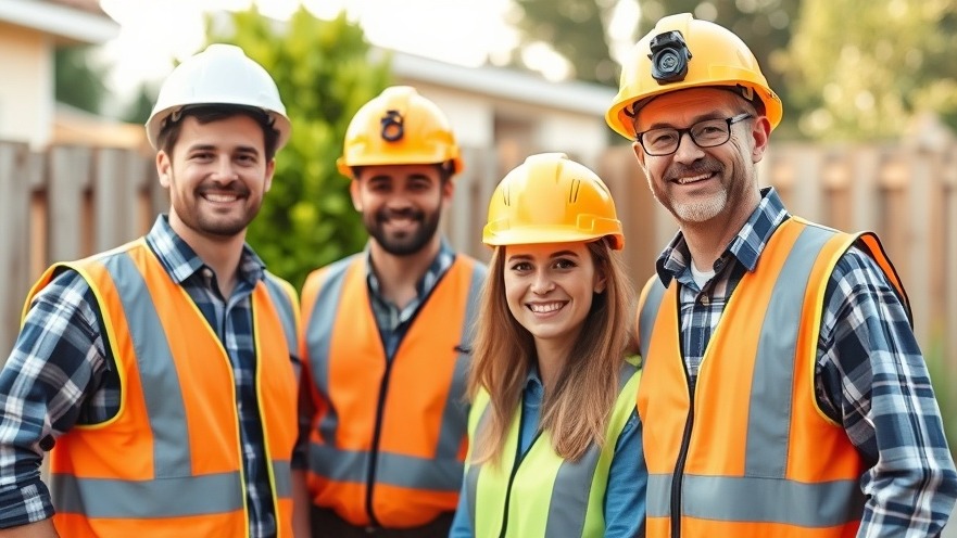 Qualified builders and architect planning ADU construction in California backyard.