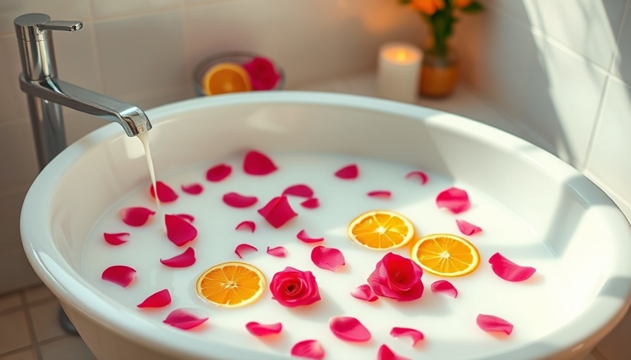 Homemade Milk Bath Recipes: Milk bath with rose petals and citrus.