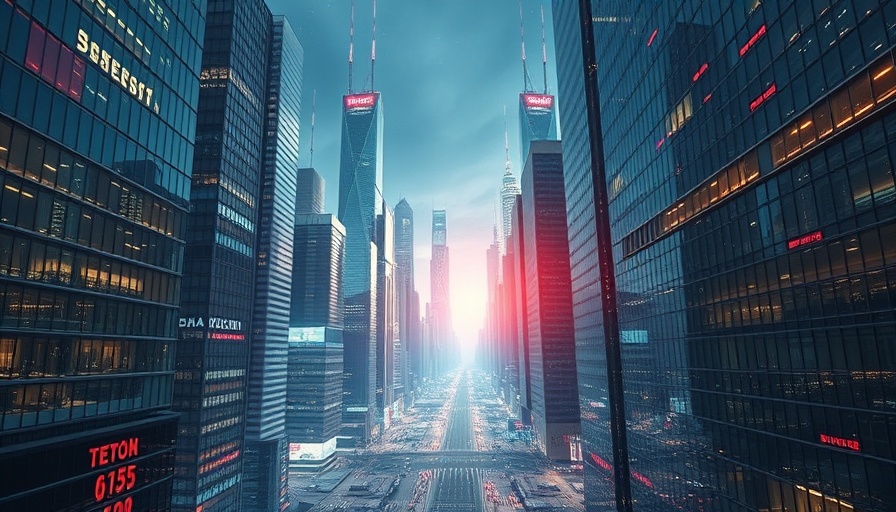 Futuristic cityscape depicting future economic developments.