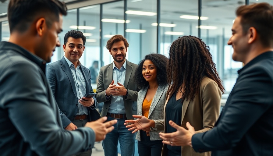 Diverse team collaborating in a modern office