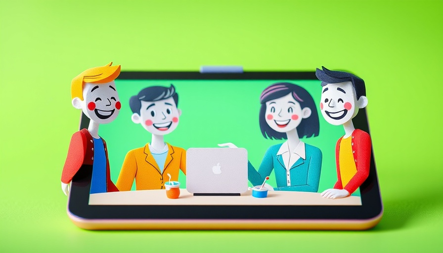 Vibrant papercraft video call depicting hybrid work accountability.