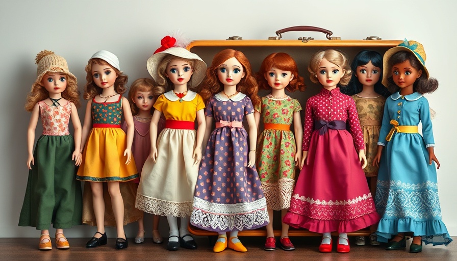 Colorful vintage dolls with retro tin case, turn old toys into cash.