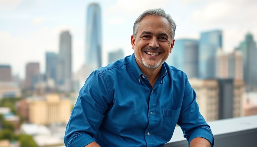 Smiling man in blue shirt discussing $100,000 Savings Strategies.