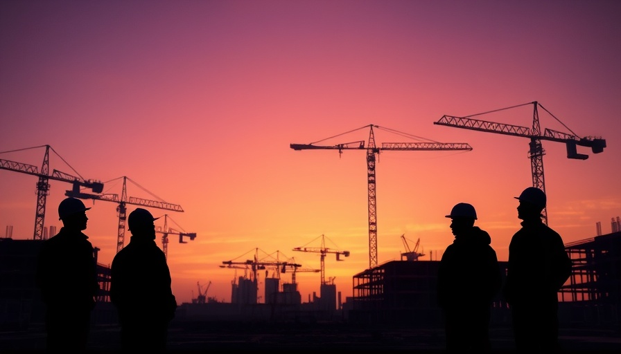 Construction workers at sunrise against cranes under vibrant sky, One Big Beautiful Bill Act OBBBA.