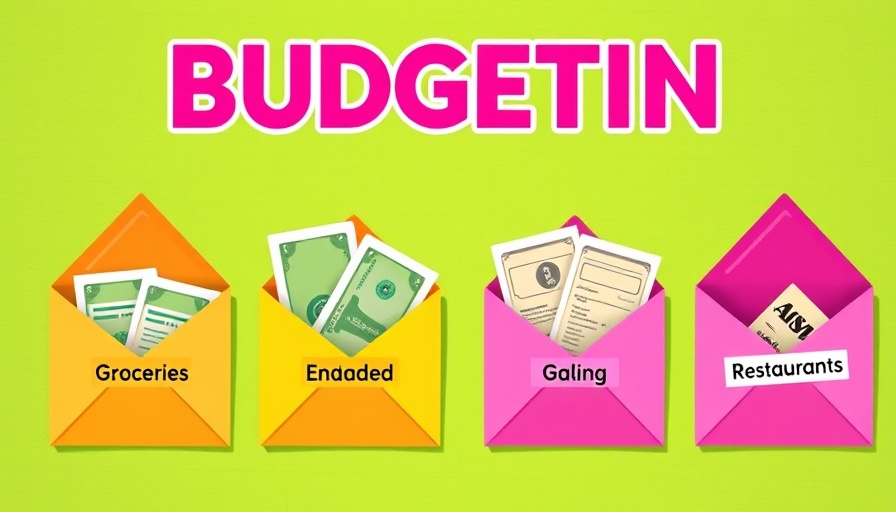 Cash Envelope System for Budgeting illustration with labeled envelopes