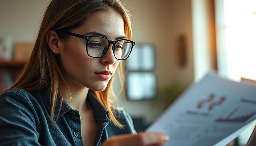 Young woman reviewing documents to dispute mistakes on your credit report.