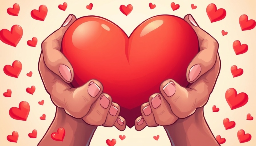 Illustration of hands holding heart symbolizing care.