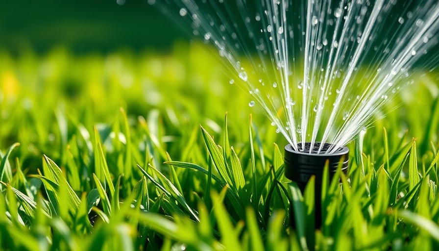 Sprinkler watering grass under sunlight, cost of watering grass.