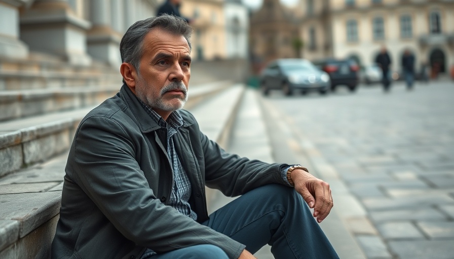 Pensive mature man contemplating retirement mistakes outdoors.