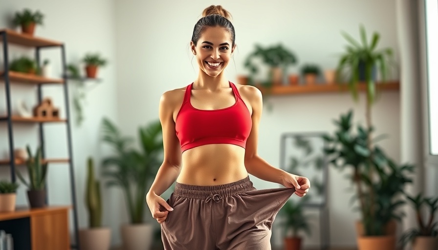 Confident woman demonstrating weight loss without cutting calories.