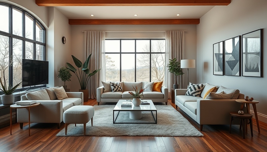 Modern living room interior design with stylish decor for home improvement news.